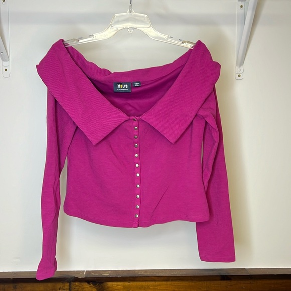 Maeve Tops - Anthropologie Maeve Magenta Ribbed Off The Shoulder Top- L
